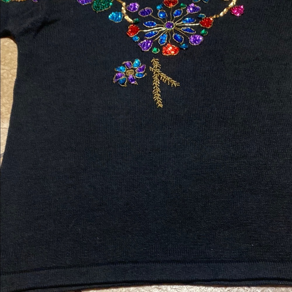 Y2K SML Sport LTD Black and Red Sweater with Vibrant Embellishments Fairy Goth - Picture 4 of 11